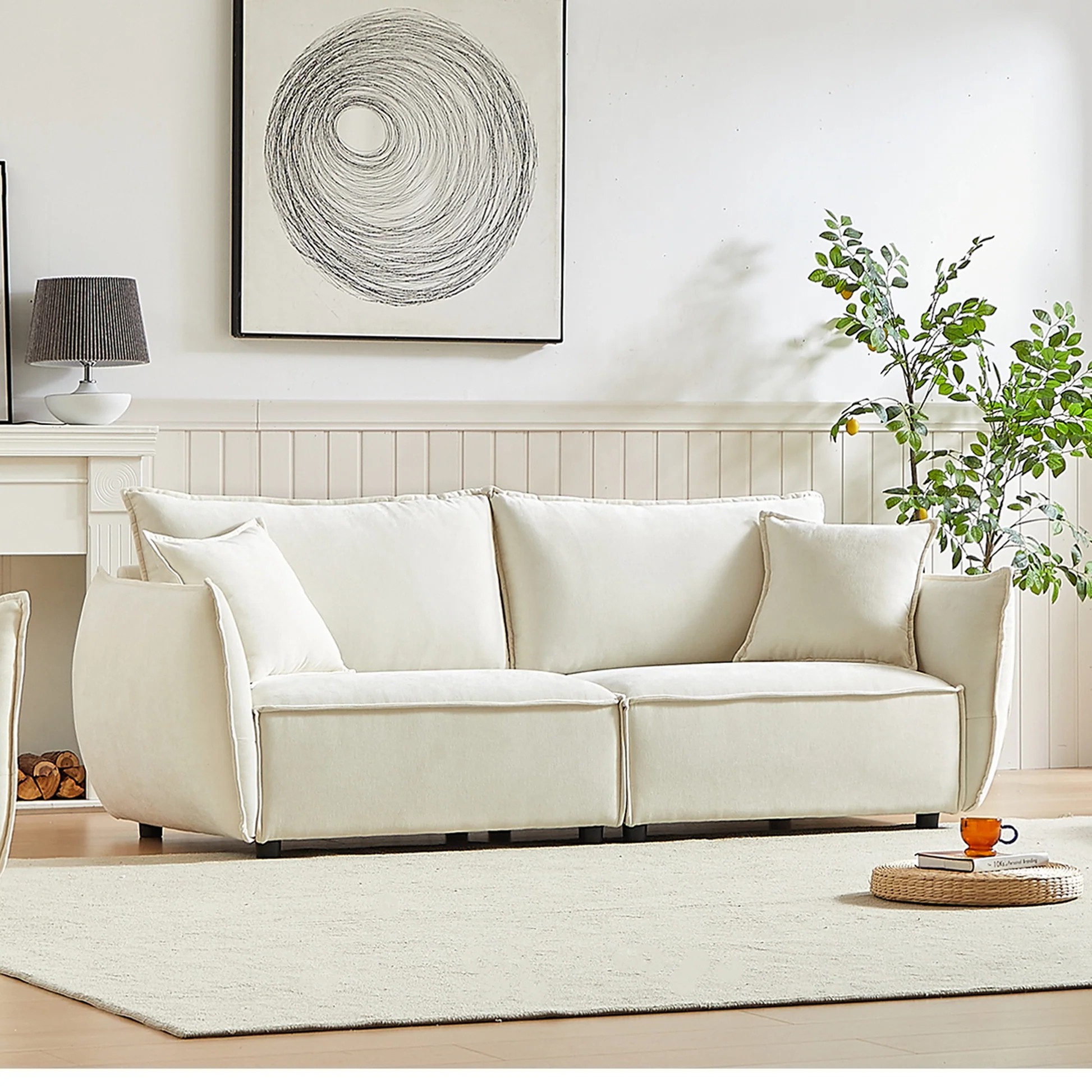 Sofá Seccional Moderno MH88', Sofá de Sala de Estar Amplio, Sofá Triple de Terciopelo con 2 Almohadas Extra, Asiento y Respaldo Gruesamente Acolchados y Reposabrazos para Apartamento, Sala de Estar W1193S0010563888653162369122