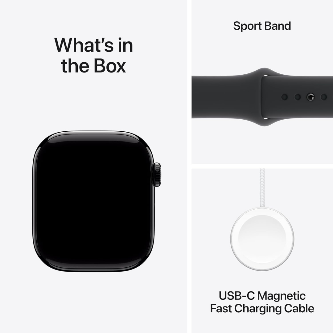 Apple Watch Series 10 [GPS + Cellular 42mm] with Jet Black Aluminium Case with Black Sport Band - S/M. Fitness Tracker ECG App  Always-On Retina Display Water Resistant63037900740611123