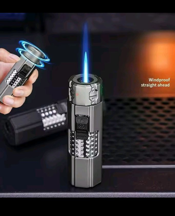 Encendedor de gas butano antiviento con descompresión rotativa llama azul 2025 portátil para exteriores ..✓63405120094465122