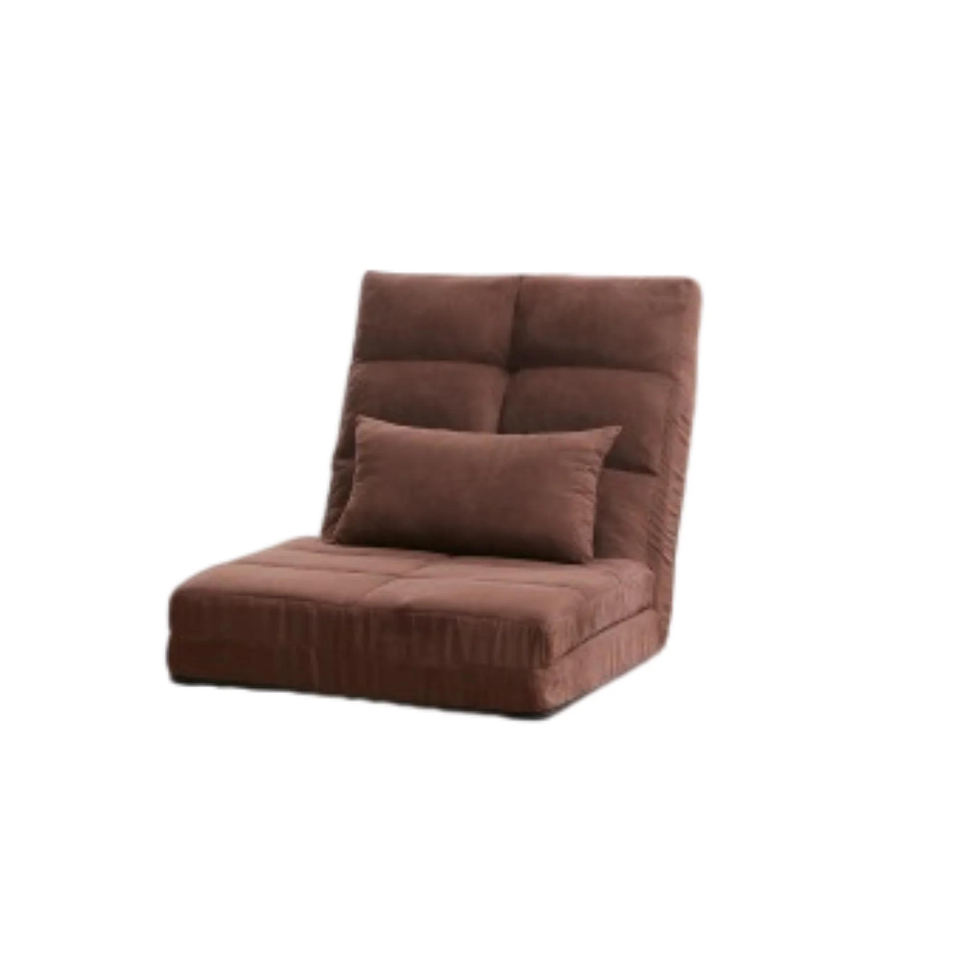 Modern Triple Fold-Down Brown Metal Frame Sofa Bed with 5 Reclining Positions and Pillow – Adjustable Upholstered Floor Couch for Gaming or Guest Room W2443111863876829145985120