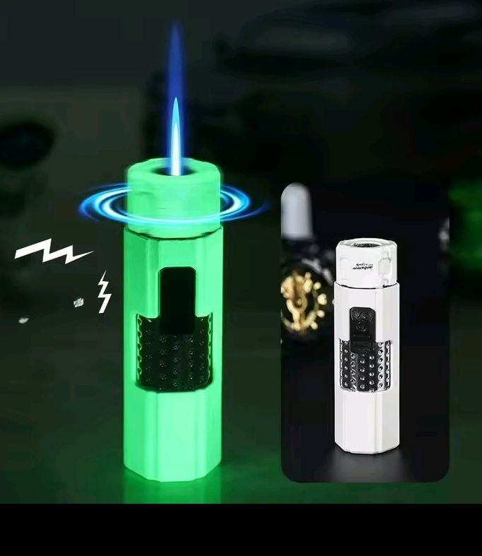 Encendedor de gas butano antiviento con descompresión rotativa llama azul 2025 portátil para exteriores ..✓63405120094465121