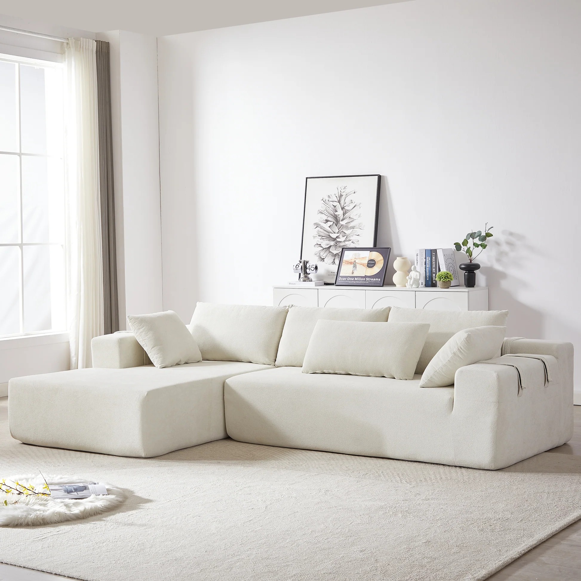 Conjunto de sofá seccional tapizado moderno de chenilla, conjunto modular de 108' en forma de L, juego de sofás para sala con 6 almohadas, sofá combinable libremente para sala, dormitorio (chaise izquierdo) W834S0039863888921028483120