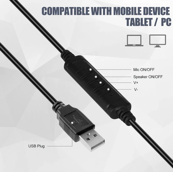 USB Headset Headphone With Microphone Noise Cancelling For PC Computer Call Chat64851988886913126