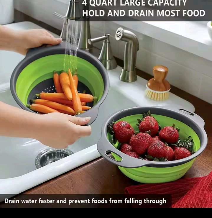 Walfos Silicone Folding Drain BasketFruit & Vegetable Washing Basket | 63478963141891120