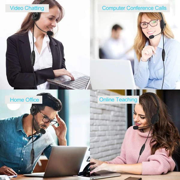 USB Headset Headphone With Microphone Noise Cancelling For PC Computer Call Chat64851988886913123