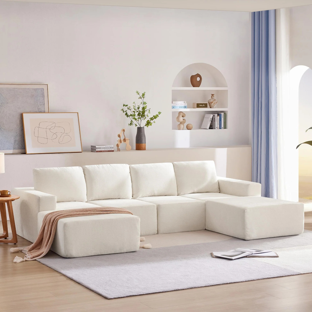 [VIDEO] 110*72' Modular U Shaped Sectional Sofa with Ottomans,Luxury Cloud Chenille Floor Couch with Deep Seat,No Assembly Required,Fully Compressed Upholstered Sofa for Living Room,Bedroom,3 Colors N63877003094531120