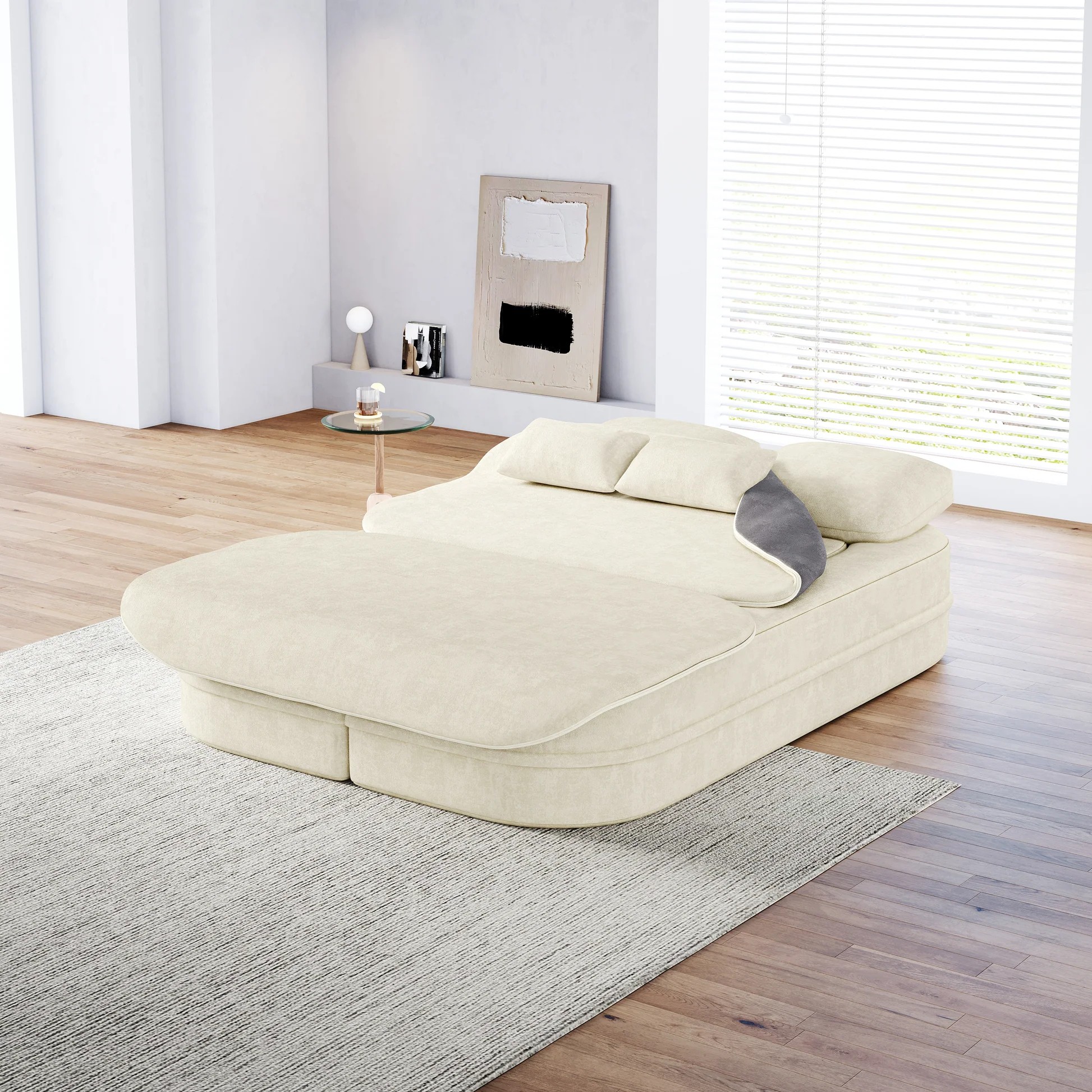 Sofá plegable 2 en 1 de 75'', sofá cama convertible con colchón de espuma multifuncional, sofá cama plegable de chenilla para suelo, sofá de suelo, salón o estudio para sala de estar, dormitorio W834P31704963889088304899121