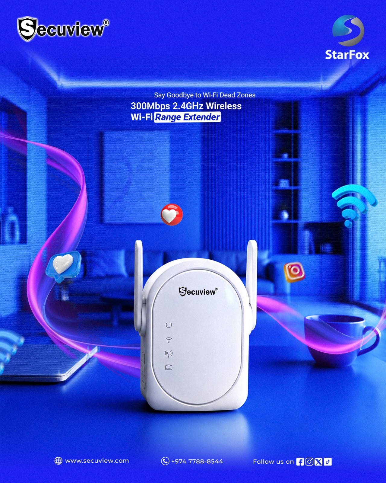 Secuview 300Mbps Wi-Fi Range Extender For Sale