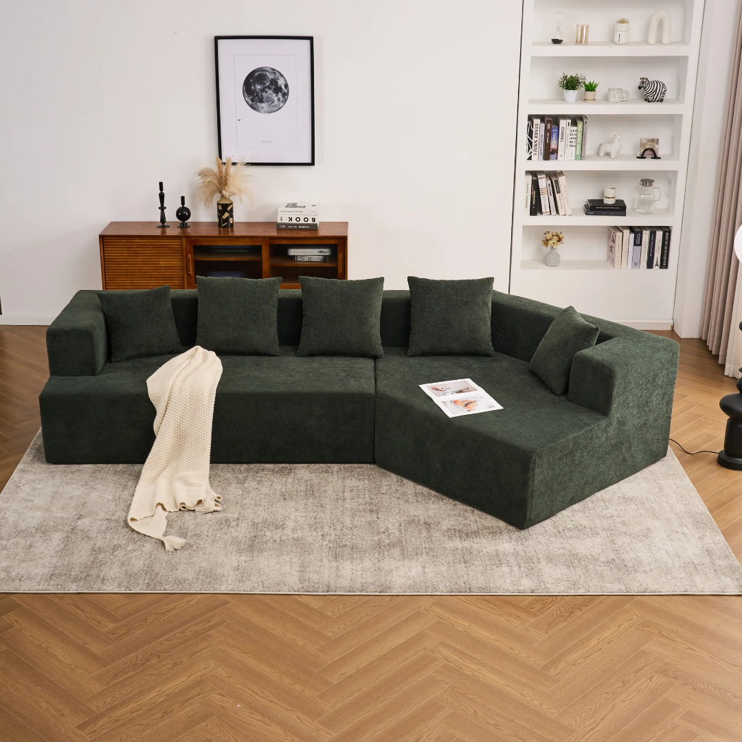 Memory Foam Couch, No Installation & Easy to Transport, Deep Seat Modern Sofa with Chenille Fabric, Couch for Living Room, Bedroom, Apartment, Home Office W2363S0007363876461364355120