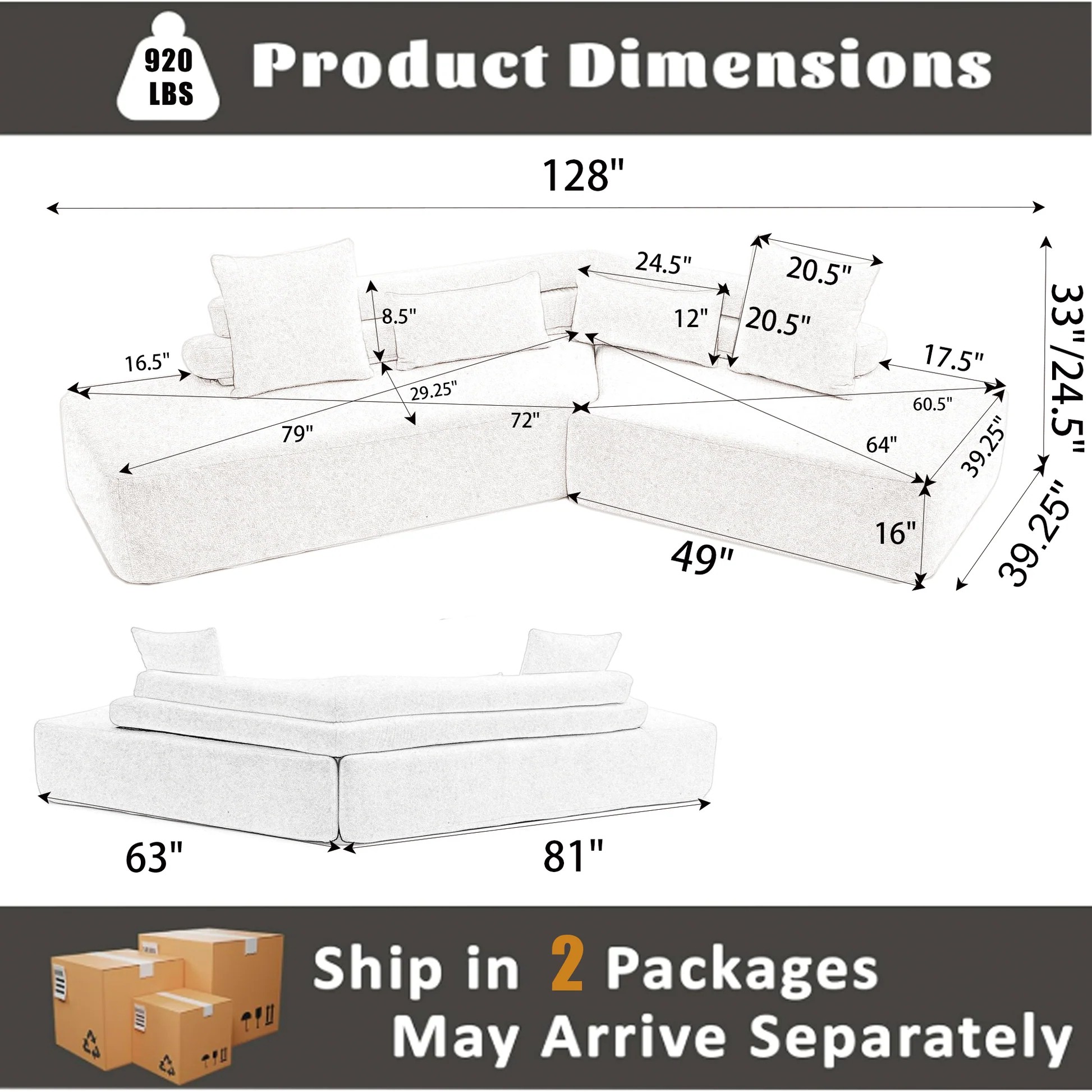 [NEW ARRIVED] [VIDEO PROVIDED] 128'Minimalist Cloud Sectional Couch ,Modern Couches ,4-Seater ,No Assembly,Two modular sofa,Boucle Teddy Fabric, upholstered , anti-wrinkle fabric, Beige W2108S0009563886789688323121