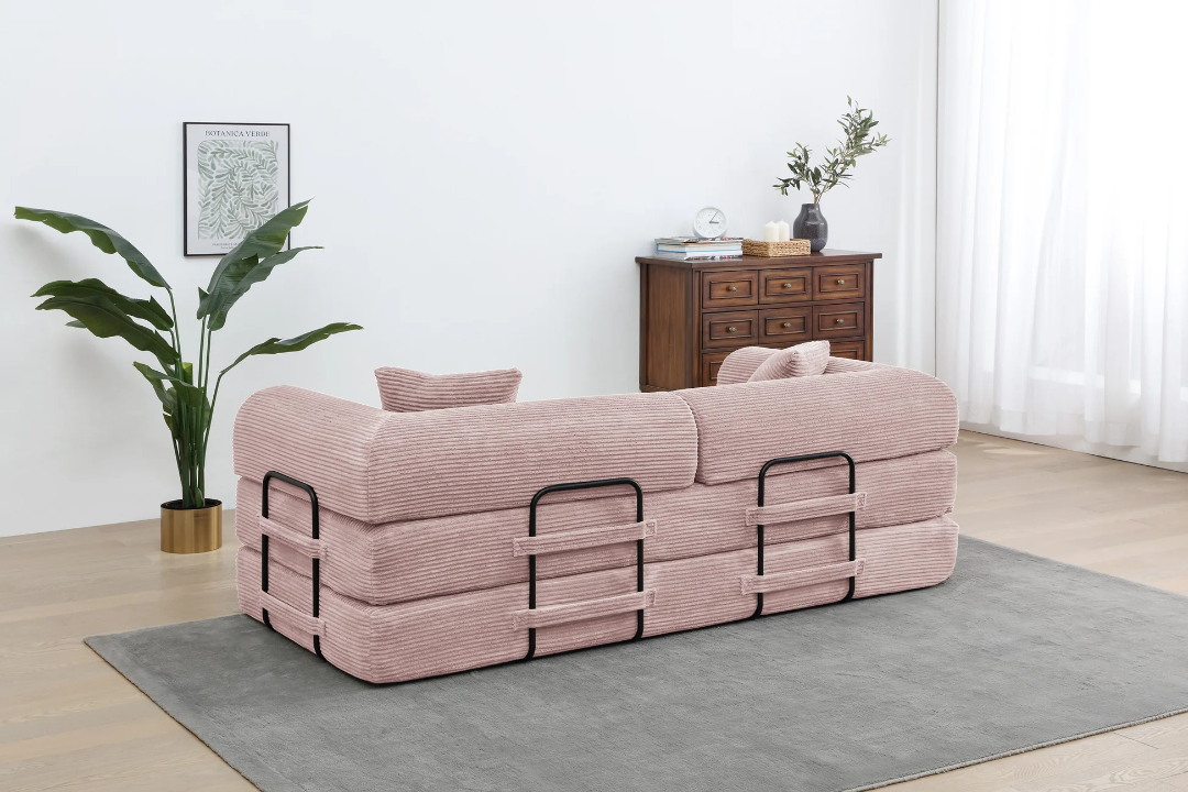 Sofá Cama Convertible con Almohada Cilíndrica - Sofá con Colchón plegable de Cordón con Estructura de Forma Fija para Sala de Estar, Dormitorio, Salón, Estudio - ROSA W3199P31130863876896829825122