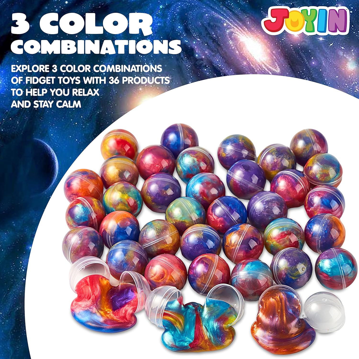 JOYIN Slime Party Favors, 36 Pack Galaxy Slime Ball Stretchy63700373101571123