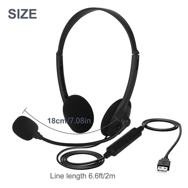 Auriculares con micrófono USB con cancelación de ruido para PC, ordenador, llamadas y chats64851988886913121