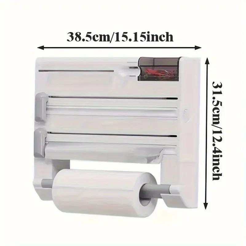 Kitchen Storage Rack Plastic Wrap Foil Dispenser Paper Towel Holder 6 in1 Wall Mounted64517368288898122