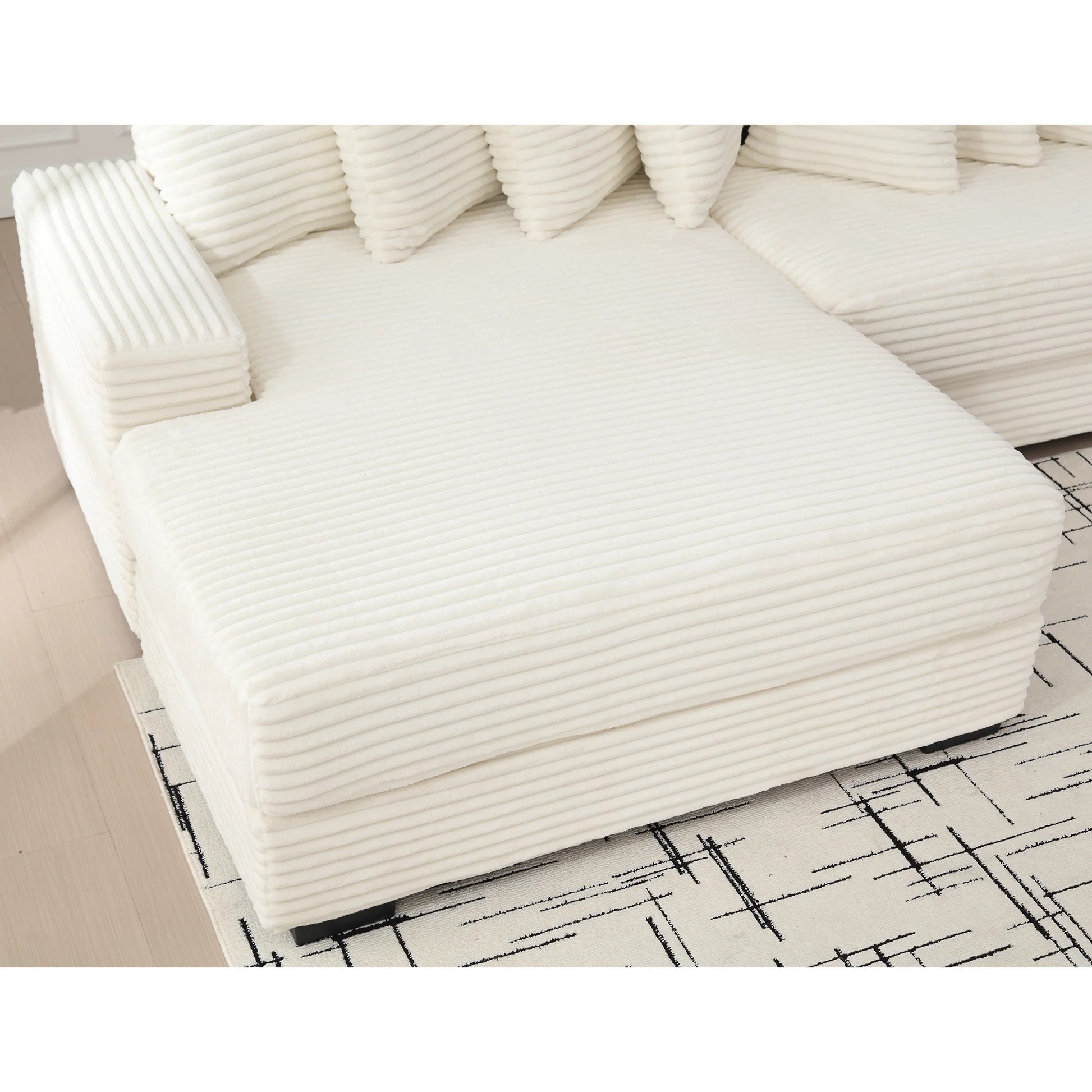 [NEW ARRIVED] [VIDEO PROVIDED] Oversized Two-Piece Couches, L Shaped Sofa, Corduroy, Left Chaise Daybed,with Armrests,Eight Throw Pillows,Corner Sofa,Easy To Assemble, Beige W2108S0006563888719858435122