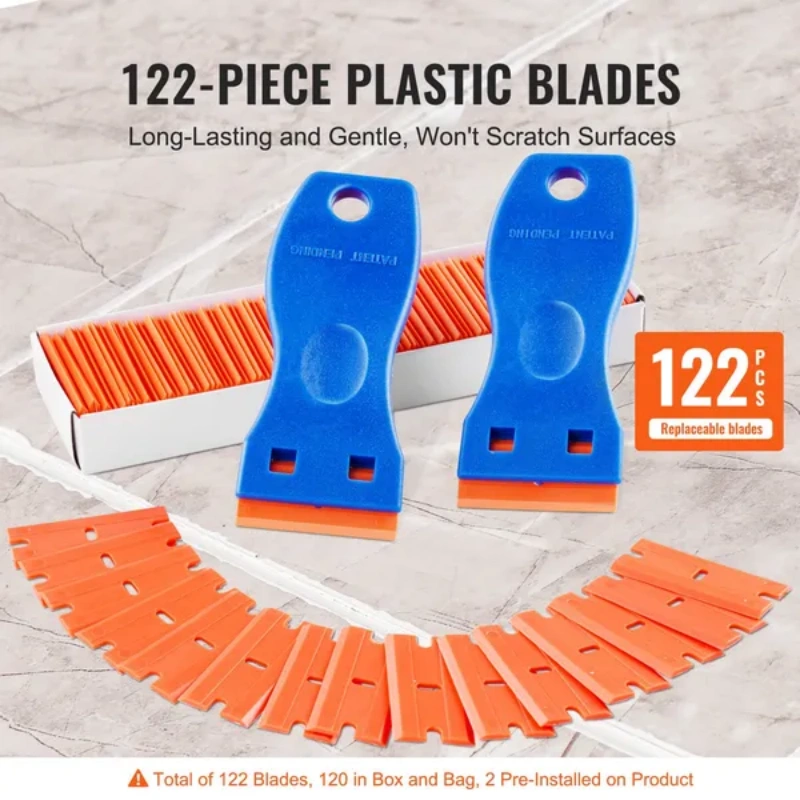 Plastic Razor Blade Scraper 2PCS Scraper Tool 120PCS POM Plastic Blades64862014122498122
