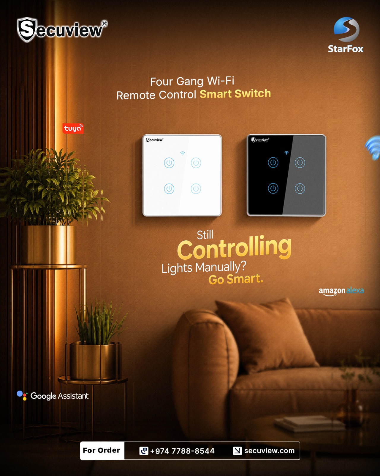 Secuview Four Gang WiFi Smart Switch - Brand New For Sale