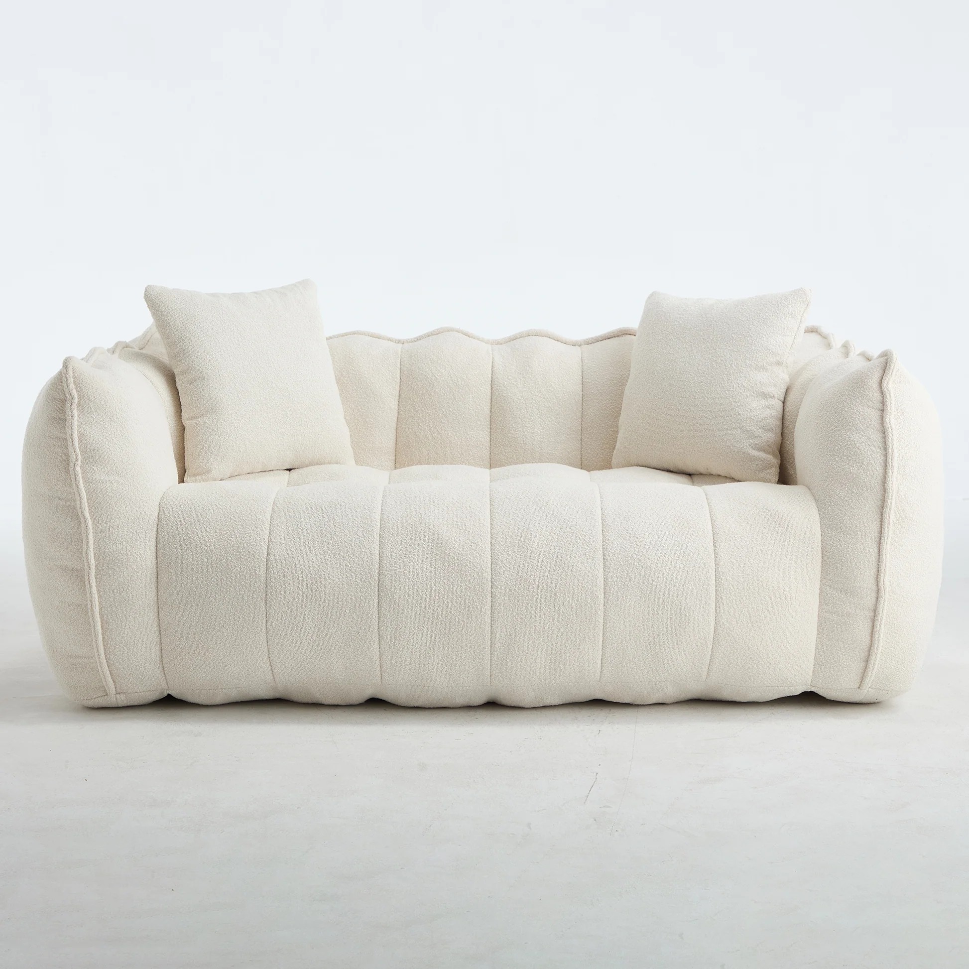 Sillón hinchable acogedor con núcleo de espuma de alta resiliencia para dos personas - Chenilla beige, 66x35x25 pulgadas W1996P30951763901989393538122