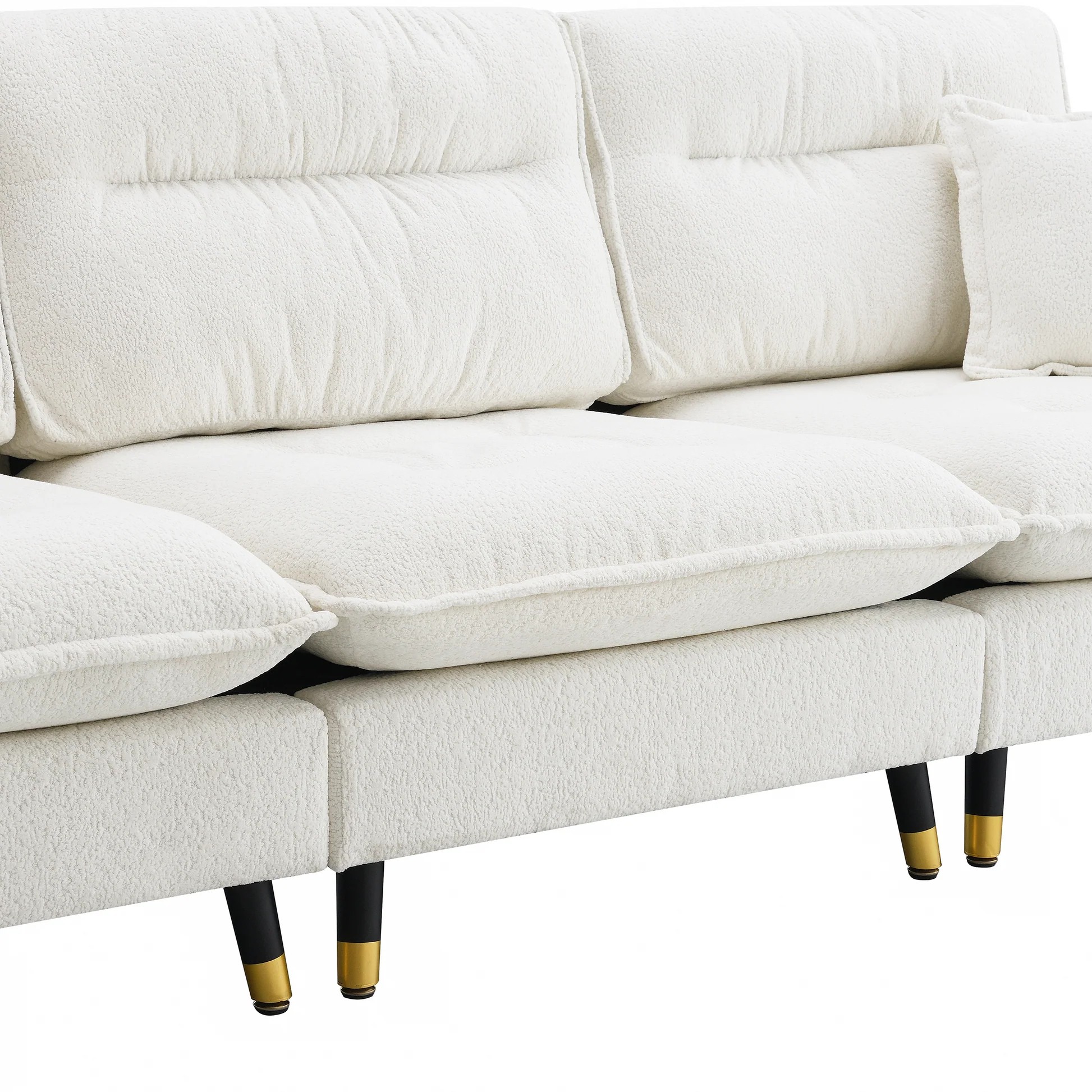 106*66.5' L shaped Convertible Sectional Sofa,4 Seat Tufted Couch Set with Two-tone Adjust Legs,Cloud Chenille Fabric,Movable Ottoman for Living Room, Apartment,Office,3 Colors N723S6035A63887455569665121
