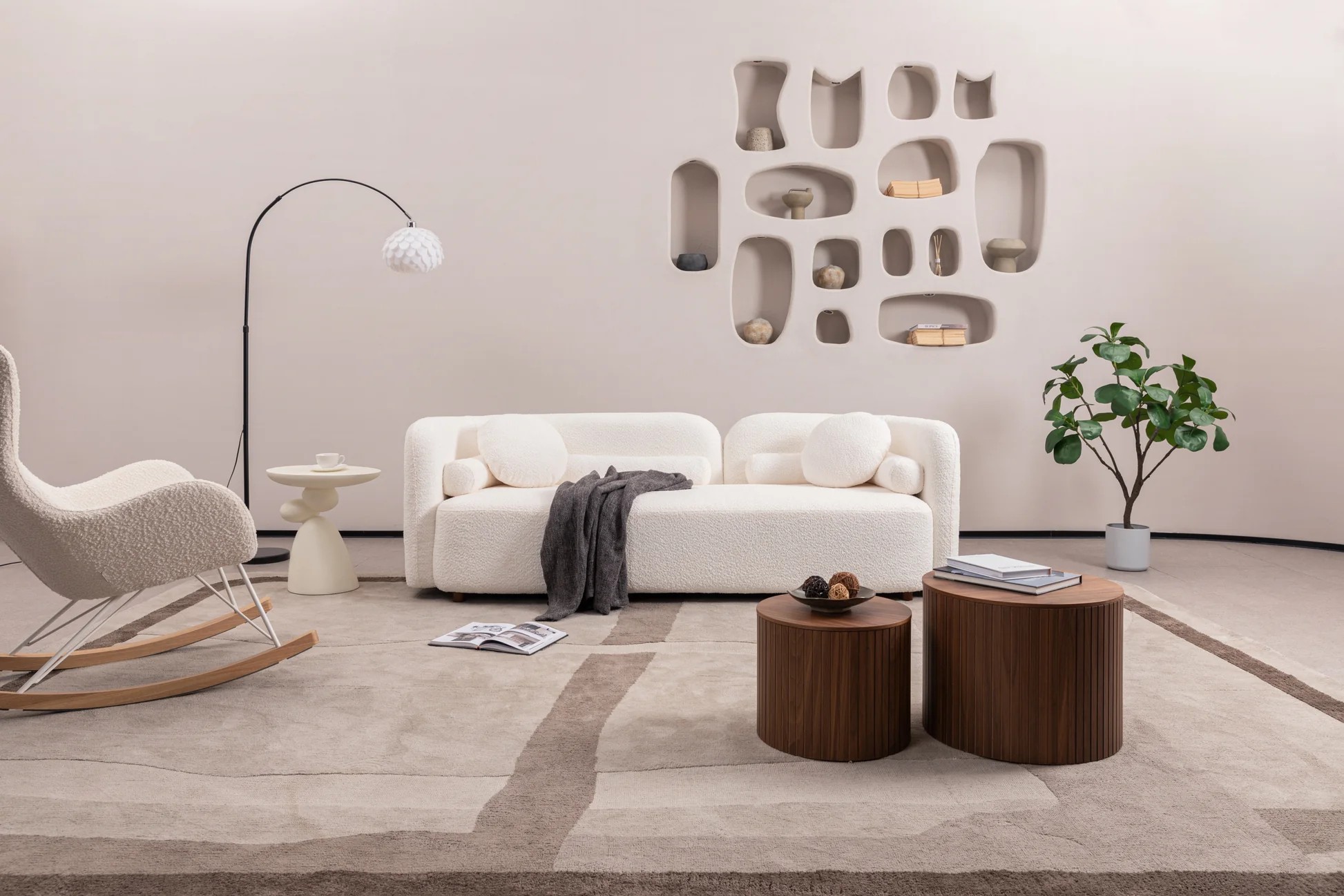 Sofá moderno de lujo para sala de estar, sofá nube blanco con tapicería bouclé para apartamento hogar oficina, 3 plazas W2664P23300063886874679169121