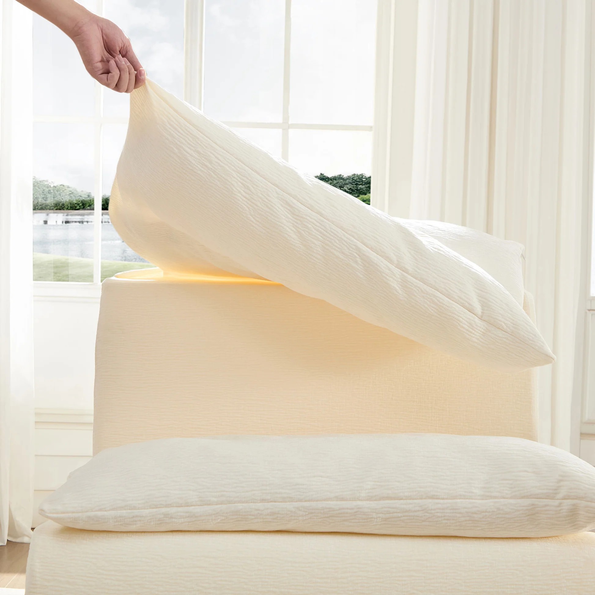 Sillón individual con respaldo, sofá completamente comprimido adecuado para sala de estar, dormitorio, poliéster, NARANJA, BLANCO W876P23643163921073627266122