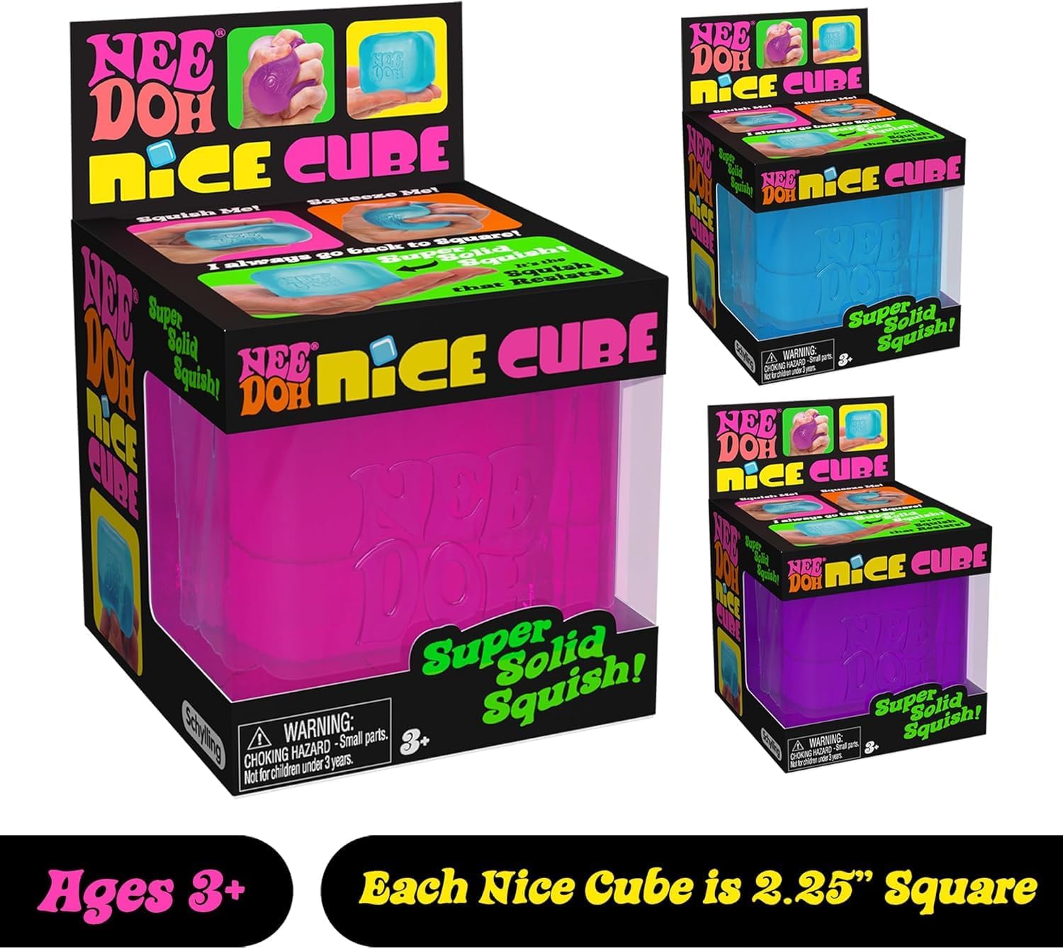 Schylling NeeDoh Nice Cube Juguete Sensorial de Compresión con Superficie Sólida y Suave, Cubo de 2.25"63700952593411121