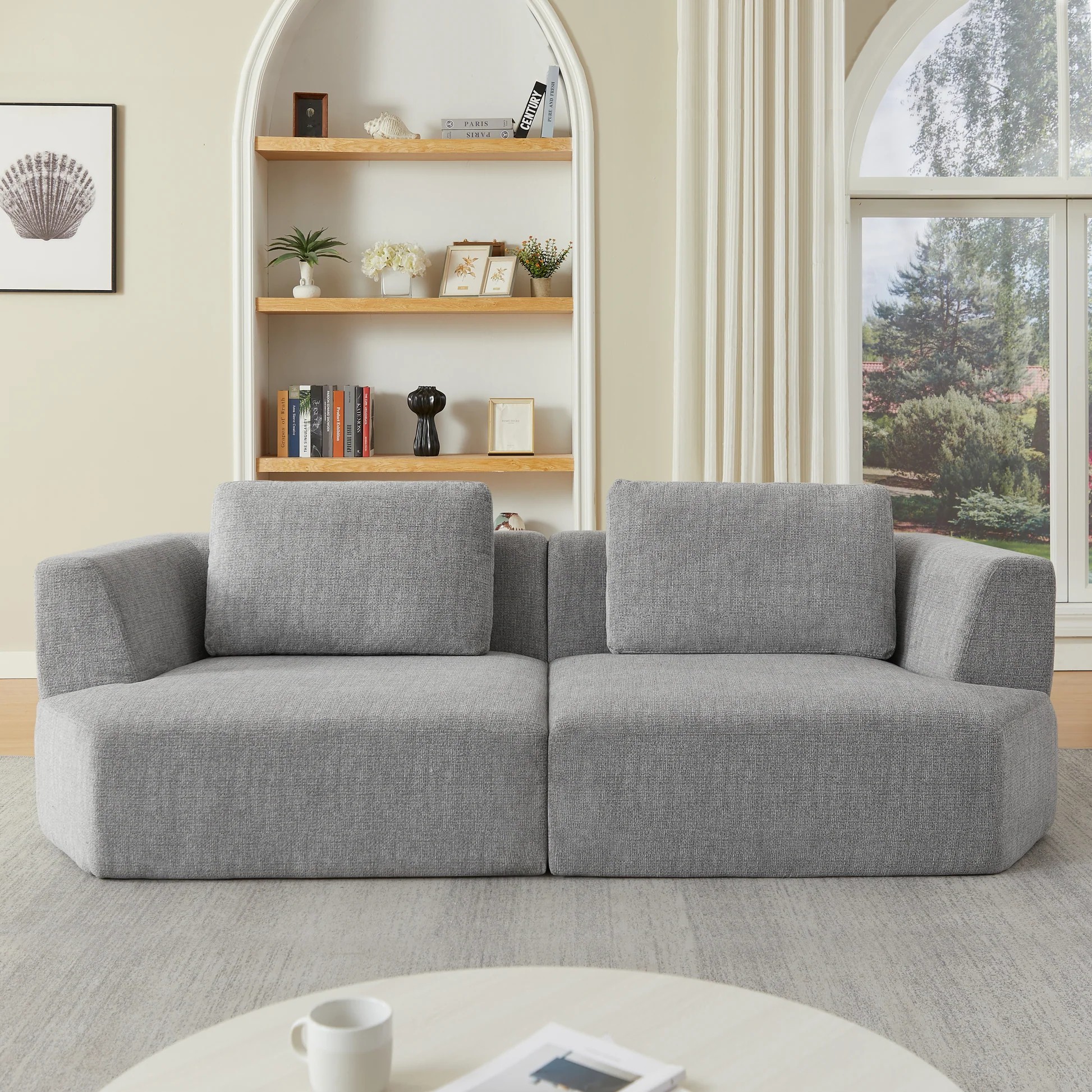 Oversized 3 Seater Compressed Sofa with Chenille Fabric, No Assembly, Space-Saving for Living Room, Apartment W2339P35293163909207221634120