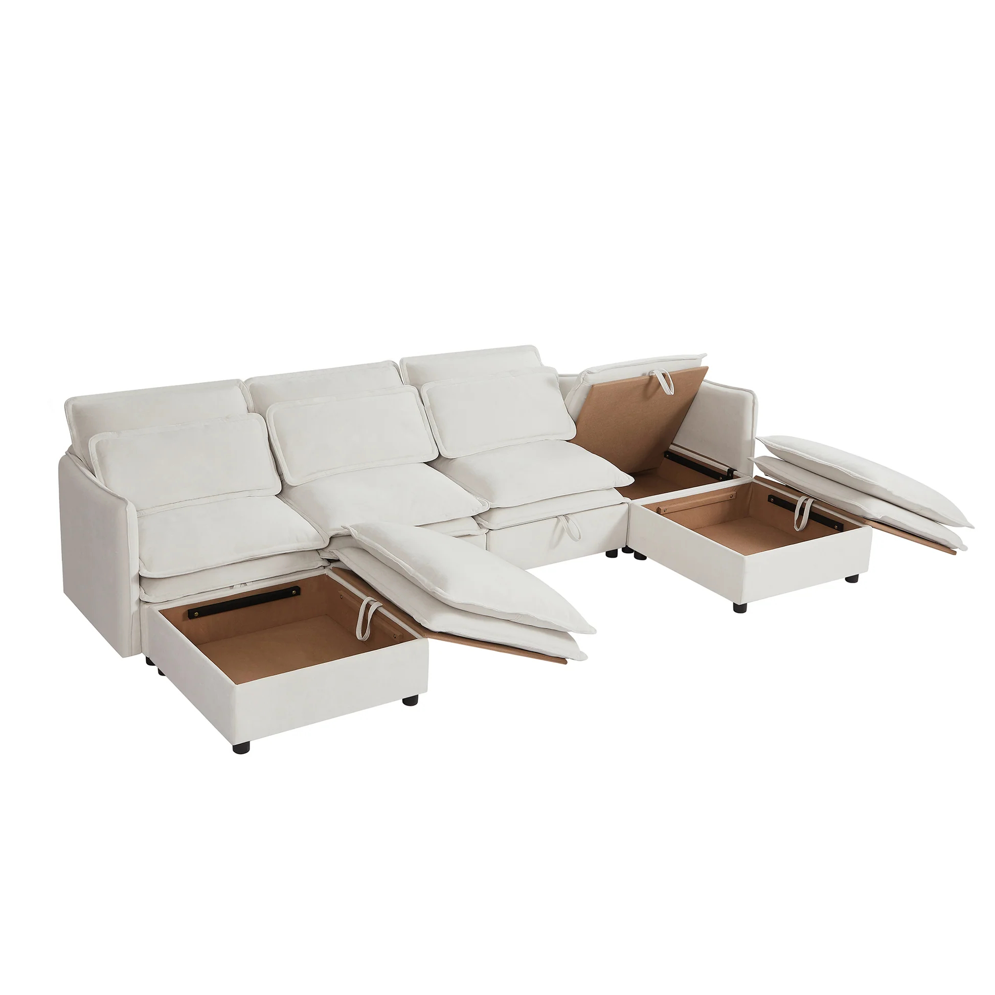 Sofá modular moderno U-Style de dos capas con cojín grande, combinable libremente, 6 plazas con función de almacenamiento, convertible en cama de sofá, perfecto para salas de estar, oficinas y apartamentos WY000423AA63876813246337122