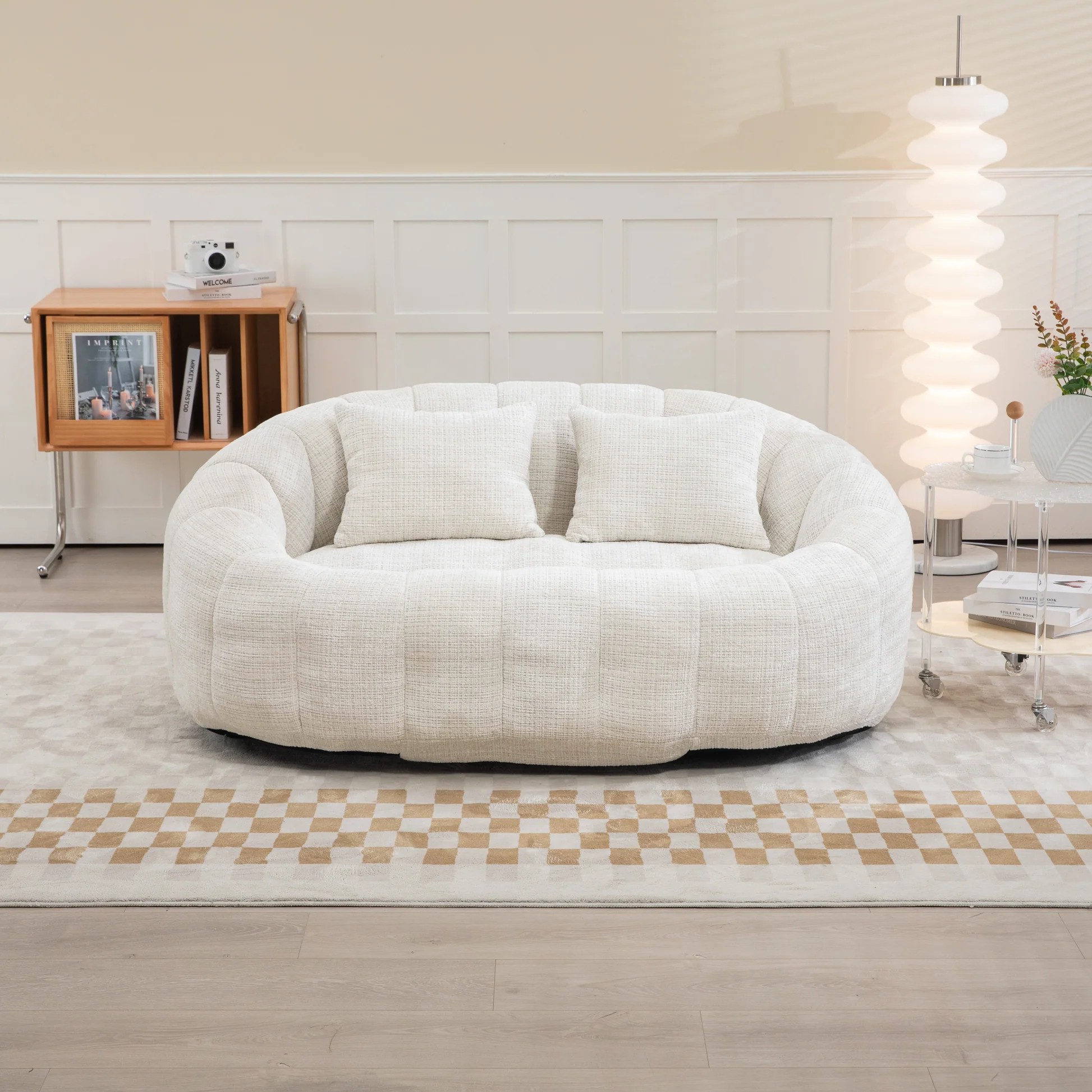 COOLMORE Bean Bag sofa Lazy Sofa Durable Comfort Lounger High Back Bean Bag Chair Couch for Adults and Kids, Indoor & Outdoor, Accent Floor Soft Lounge Chair (Beige chenille) W395P18143363887421433859121