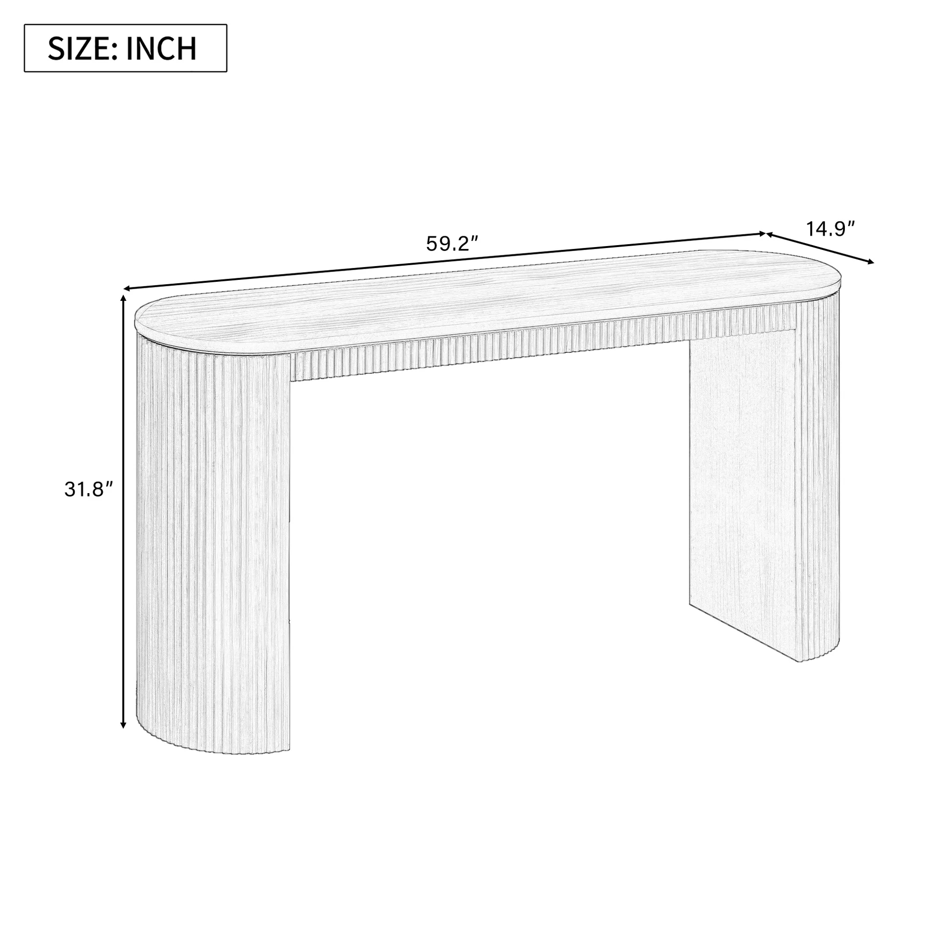 Mesa auxiliar de diseño curvo U_STYLE con diseño único de franjas verticales, adecuada para sala de estar, estudio y entrada N711P205935N63877052097539122