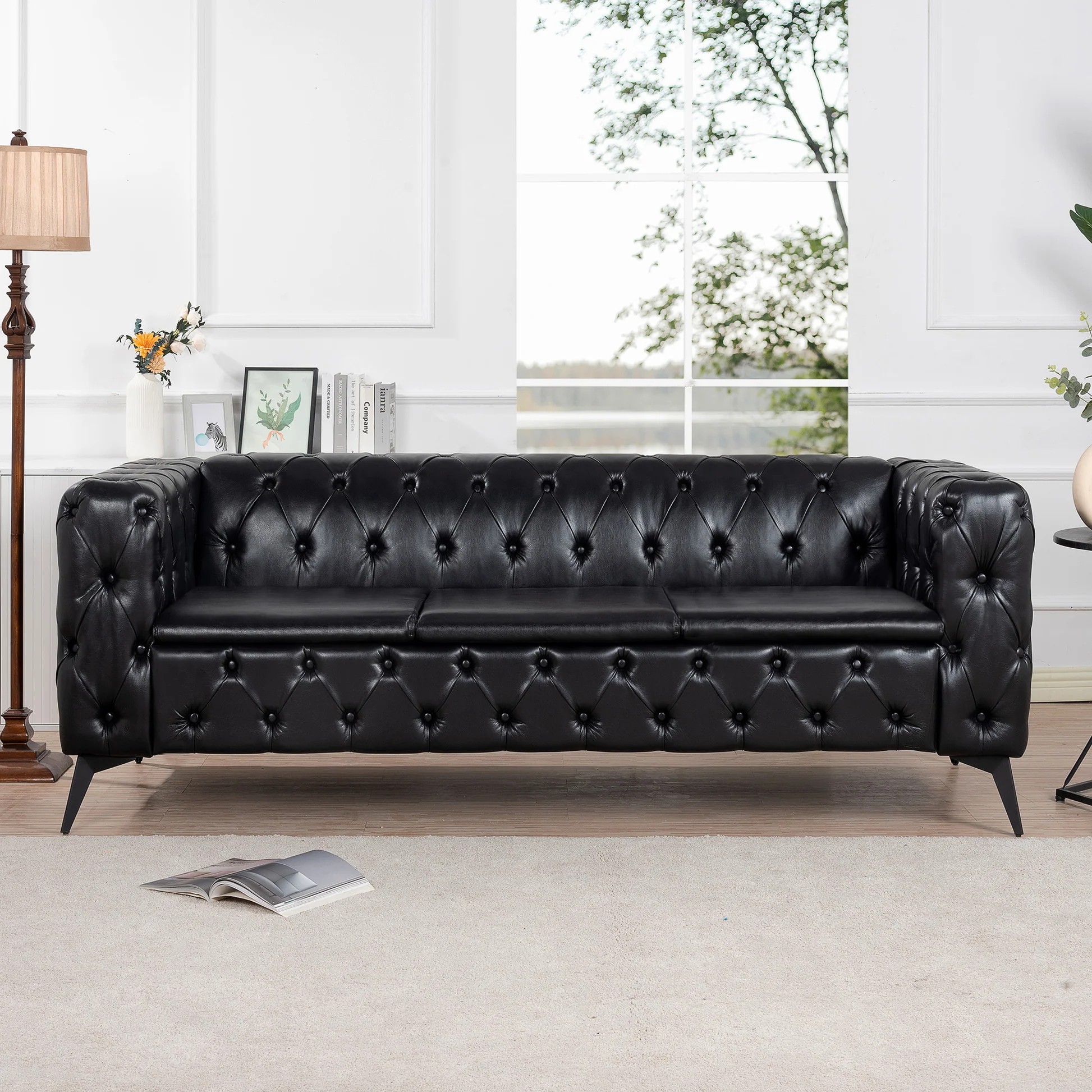 84.06 Inch Width Traditional Square Arm removable cushion 3 seater Sofa W6804136963888696471809120