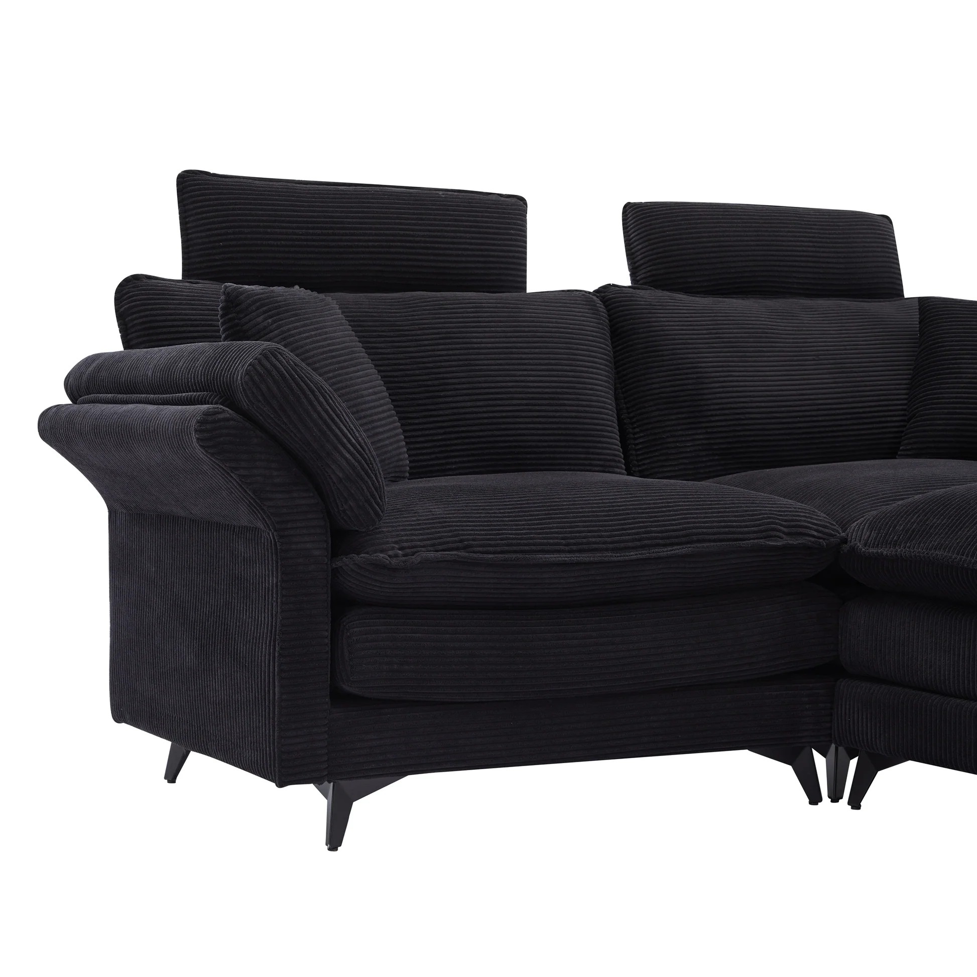[VIDEO/Nuevo] Sofá Seccional de Asiento Profundo, Sofá Nube Cómodo con Otomanas, Sofá para Dos Personas, Sofá Seccional Tapizado Moderno de 85,8'' de Corduroy para Sala de Estar, Apartamento, Estudio, Oficina (Negro). W2120S0063887490727681122