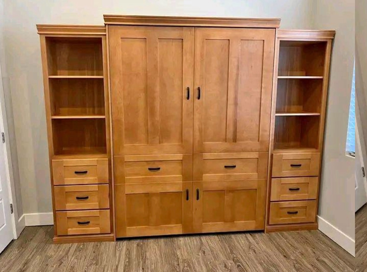 Solid Wood Murphy Bed Queen w/ Storage For Sale496450911905392642