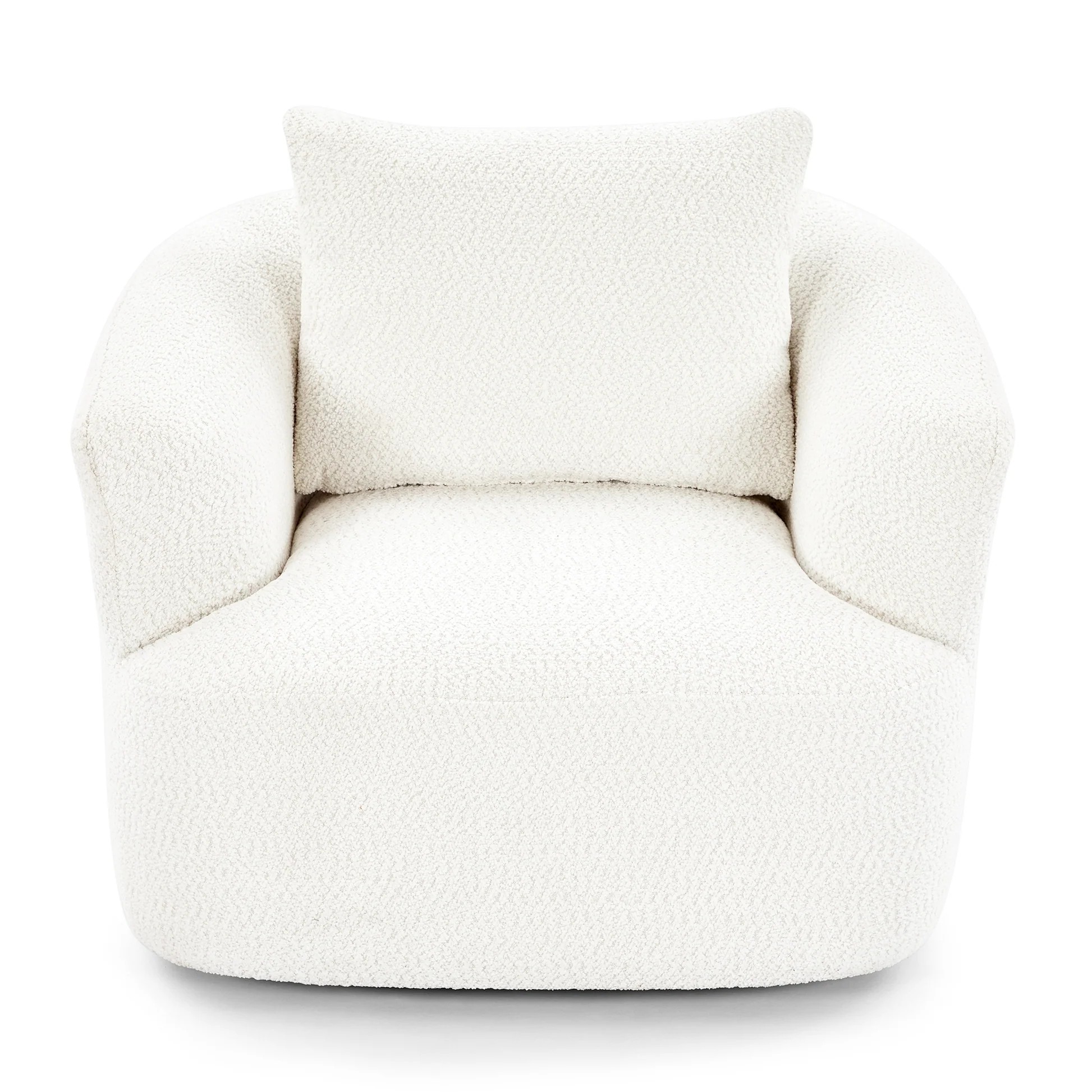 360° Swivel Barrel Sofa Chair with Throw Pillow, Chenille Upholstered Accent Chair, Beige, 38.2' N719P288552A63909941867522120