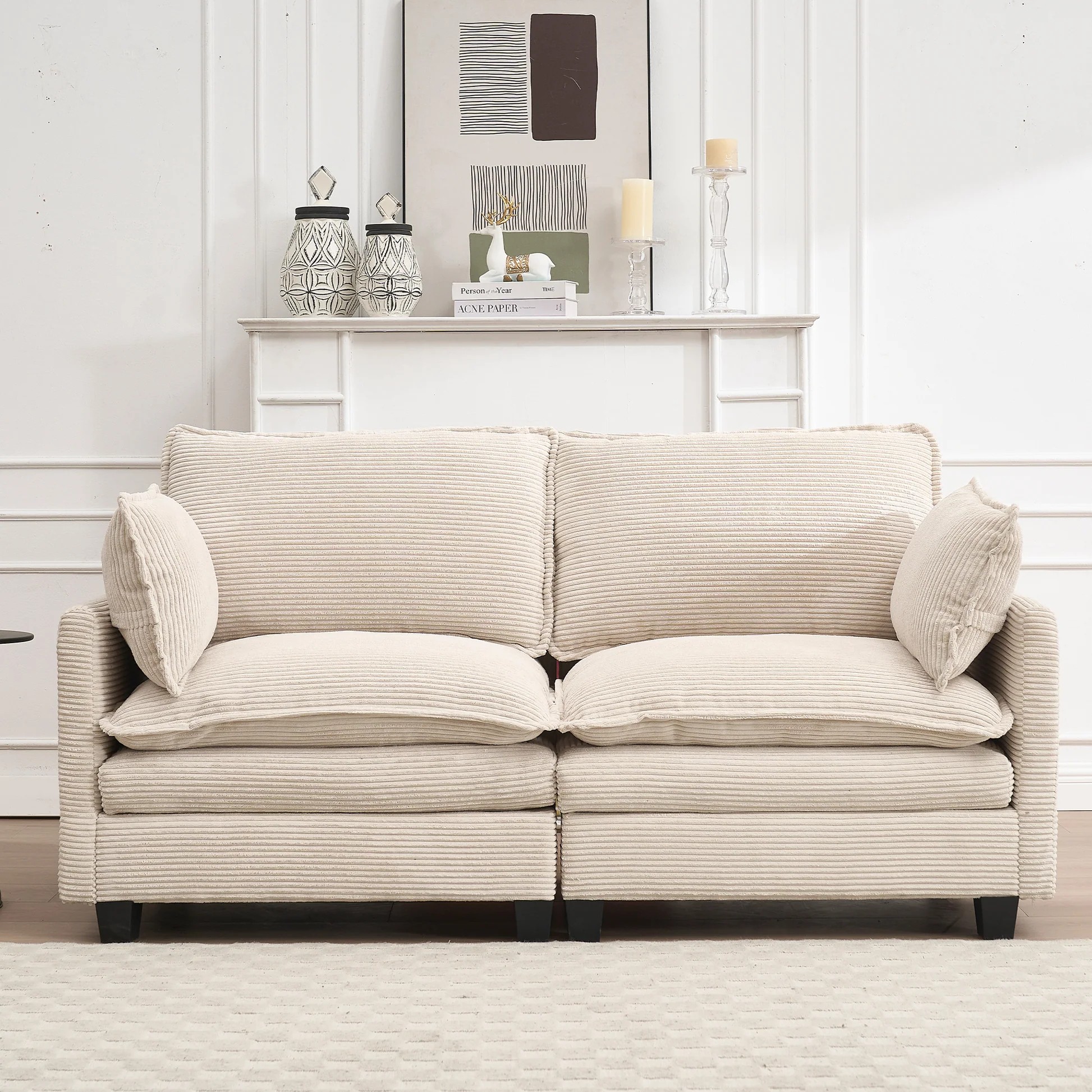 [VIDEO provided][New] Modular Sofa , Velvet Large U-Shaped Couch Comfy Upholstered 3-Seat Sofa with 1 Ottoman, 2 Lumbar Pillow, Deep Seat Couch for Living Room W2705s0002163888899345025121