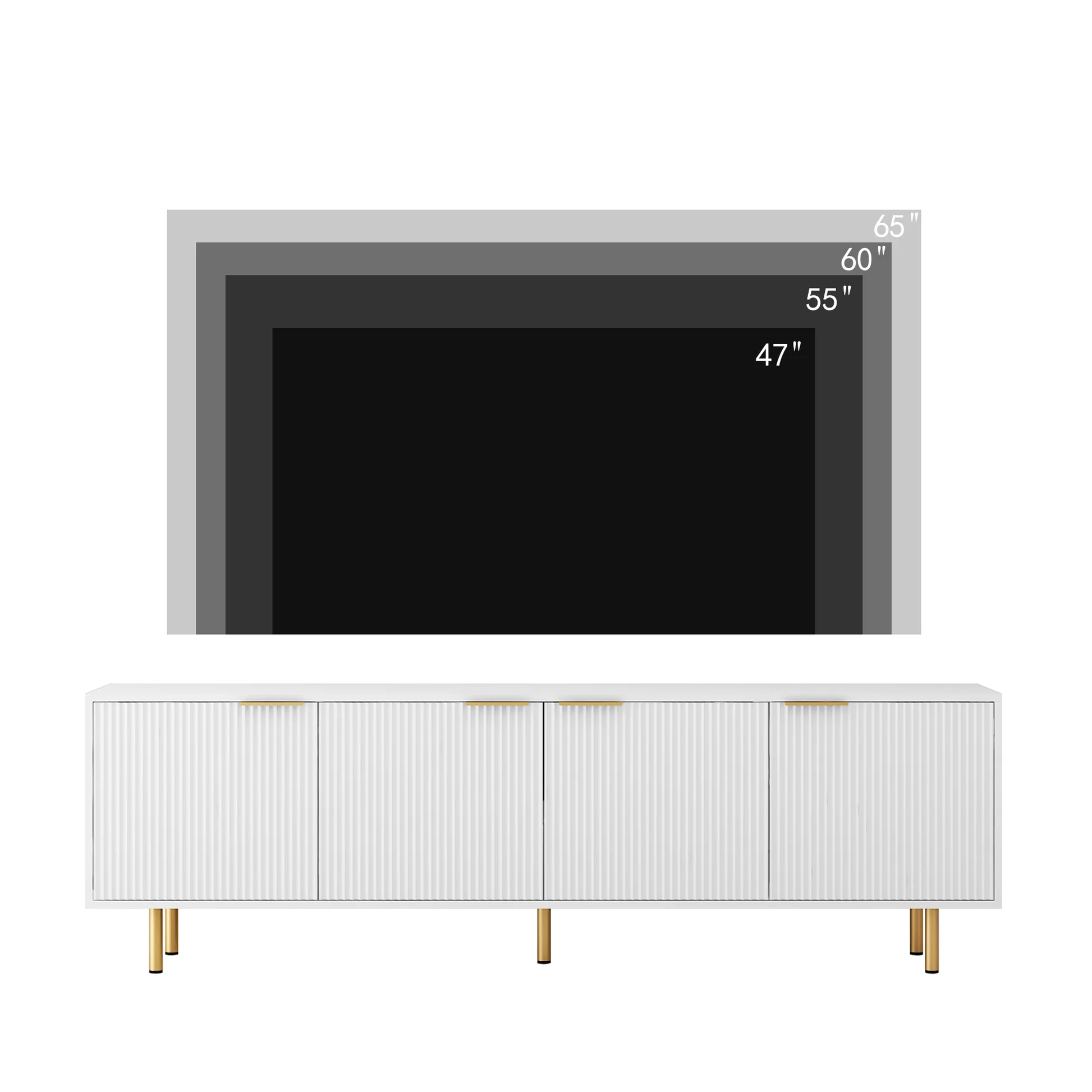 White Modern TV Stand Fluted 68' t, Entertainment Center with Storage Doors, TV Console Media Cabinet, for 55+ Inch TV, Living Room W1321P18596763956825491842122