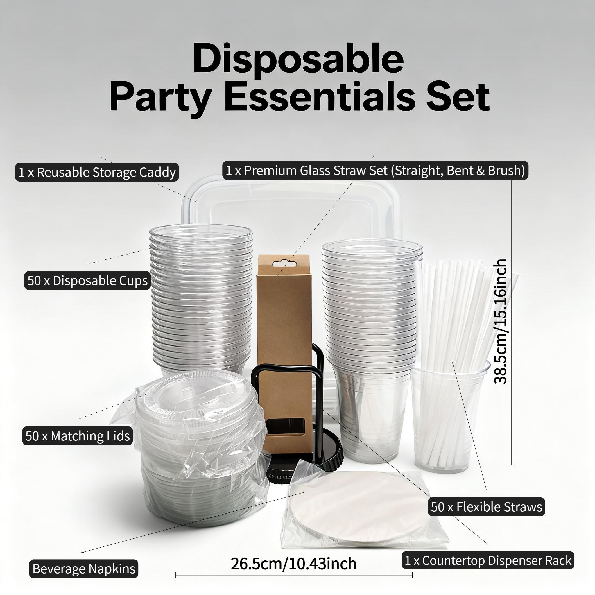 50 sets of cups, 50 sets of lids, 50 sets of straws, 1 set of cup racks, 1 set of glass straws, 15-quart boxes plastic cup64518811066369122