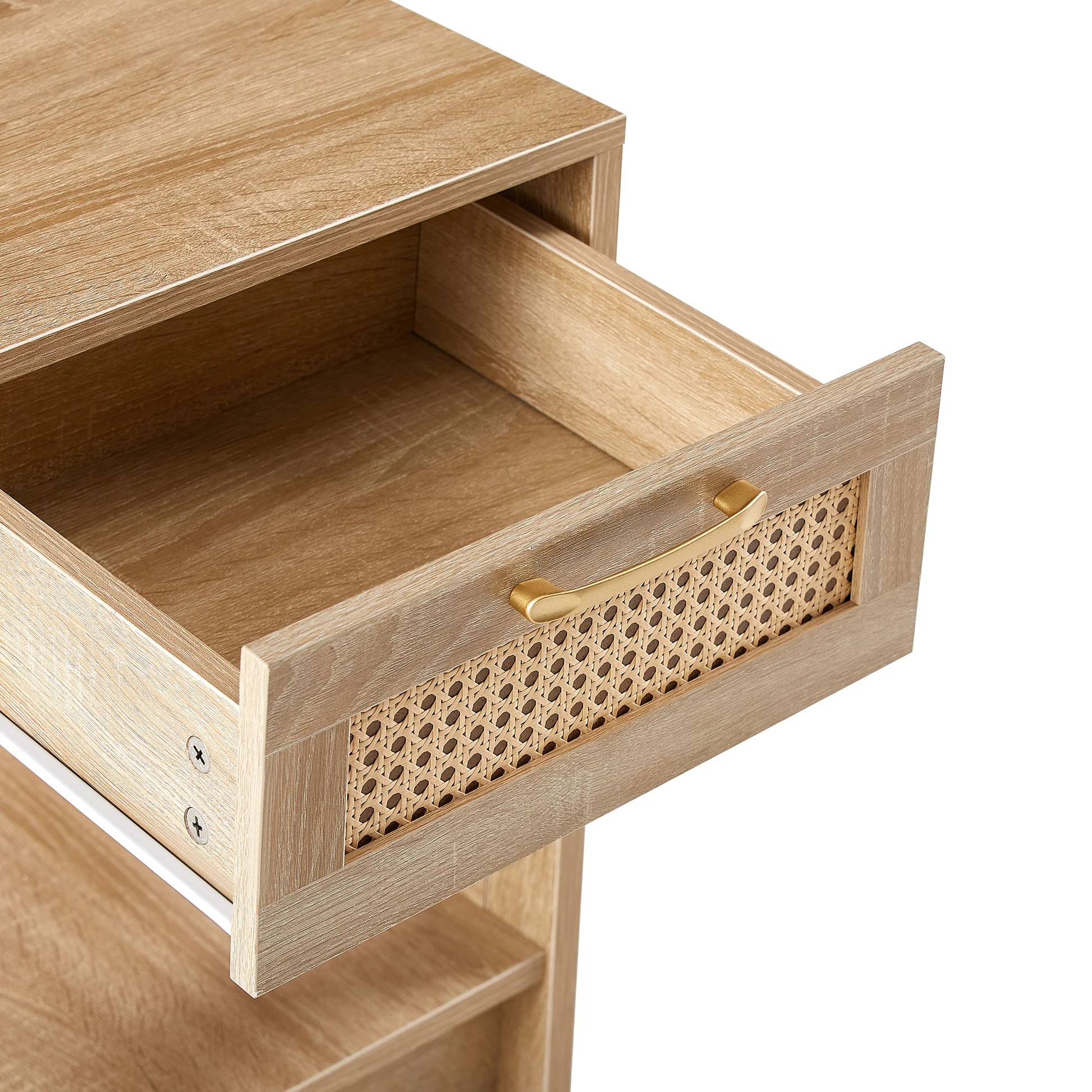 Mesa auxiliar de ratán de 15.75", mesita de noche moderna, mesa lateral para sala de estar, dormitorio, natural W12657311563999200461955121