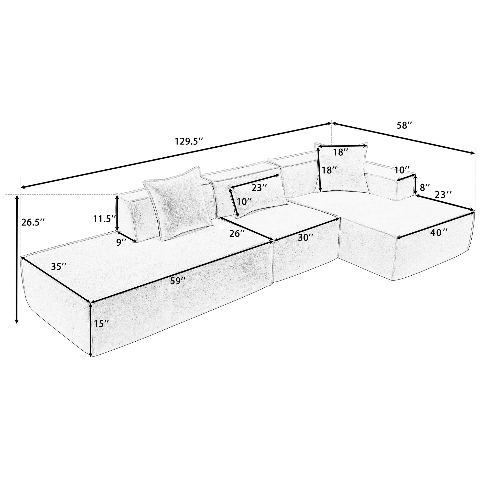 [VIDEO PROPORCIONADO] Juego de sofá modular para sala de estar, sofá moderno minimalista, sofá de instalación libre, forma en L, sofá italiano minimalista tipo bloque de tofu, orientación hacia la derecha, tela terciopelo, beige W21063886941949955122