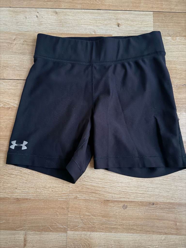 Black Under Armour athletic shorts with elastic waistband for sale