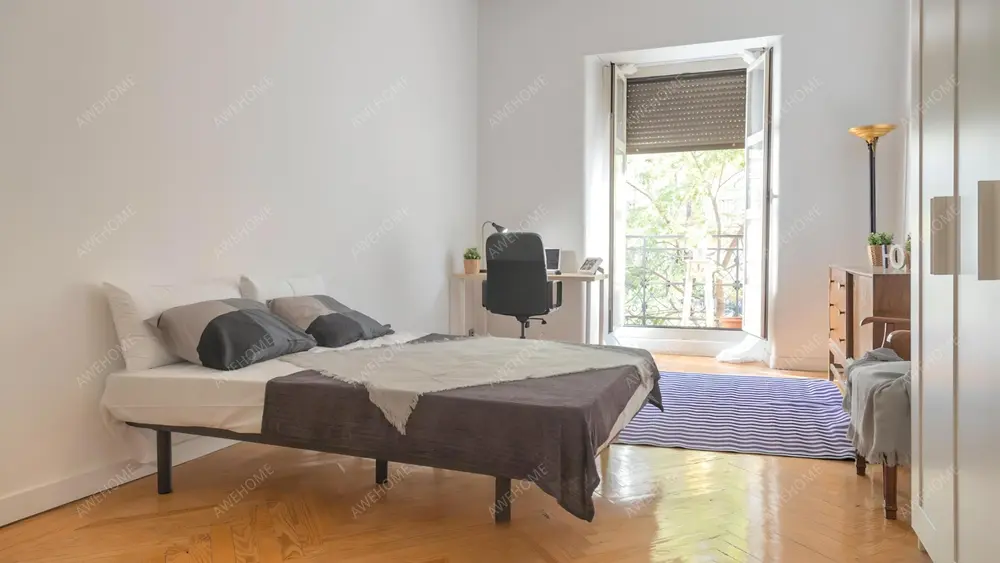 Spacious double bedroom in Madrid close to Parque del Oeste